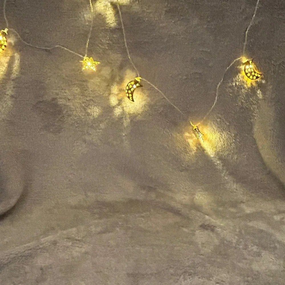 Gold Moon and Stars LED String Lights Battery Operated 6ft Celestial Decor
